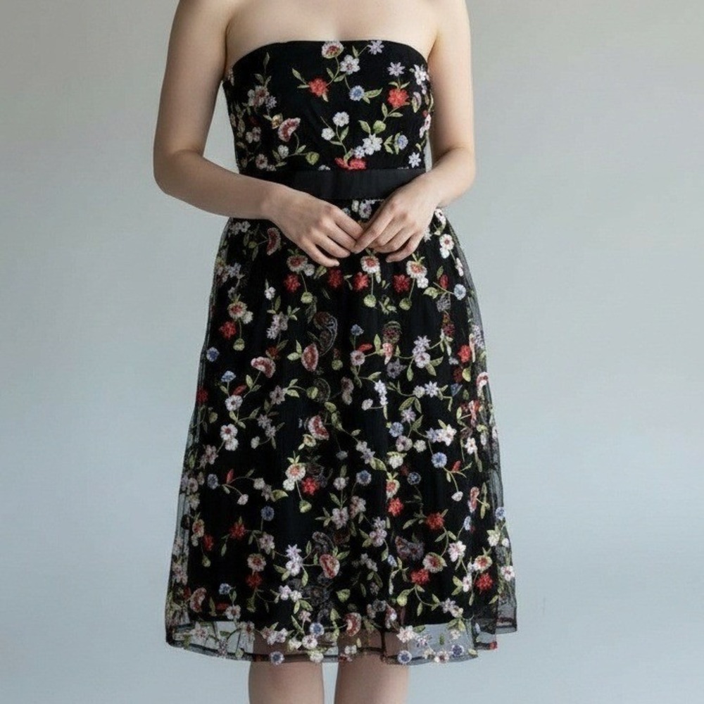 City Studio Dress Women 1‎ Black Floral Midi Prom Homecoming Formal Party Glam